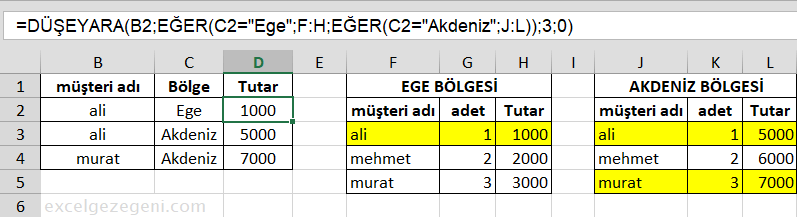 Çoklu Arama Tabloları düşeyara