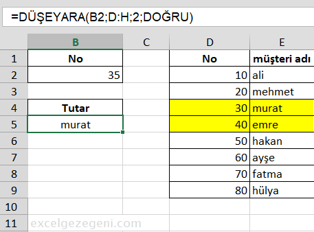 Yaklaşık Eşleşme düşeyara