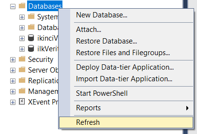 Create Database Komutu - Excel Gezegeni Create Database Komutu