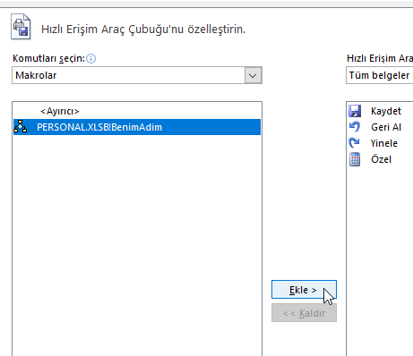 Araç Çubuğuna Makro Eklemek - Excel Gezegeni Araç Çubuğuna Makro Eklemek
