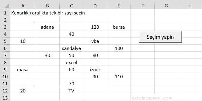Seçimi Test Etme - Excel Gezegeni Seçimi Test Etme
