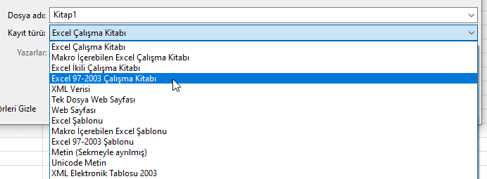 97-2003 Formatında Kaydetmek - Excel Gezegeni 97-2003 Formatında Kaydetmek