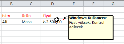 Açıklama Eklemek - Excel Gezegeni Açıklama Eklemek