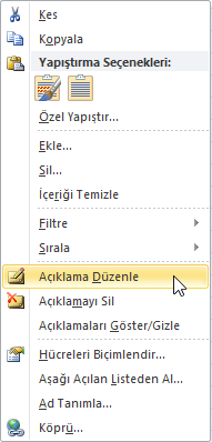 Açıklama Eklemek - Excel Gezegeni Açıklama Eklemek