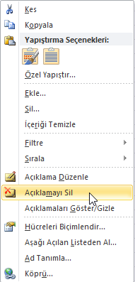 Açıklama Eklemek - Excel Gezegeni Açıklama Eklemek