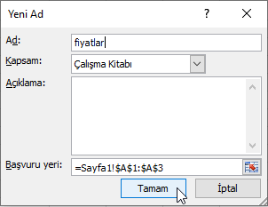 Adlandırılmış Aralık - Excel Gezegeni Adlandırılmış Aralık