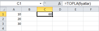 Adlandırılmış Aralık - Excel Gezegeni Adlandırılmış Aralık