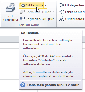 Adlandırılmış Aralık - Excel Gezegeni Adlandırılmış Aralık