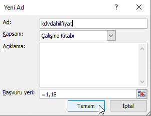 Adlandırılmış Aralık - Excel Gezegeni Adlandırılmış Aralık