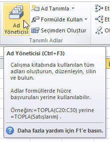 Adlandırılmış Aralık - Excel Gezegeni Adlandırılmış Aralık