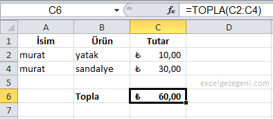 ALTTOPLAM - Excel Gezegeni ALTTOPLAM
