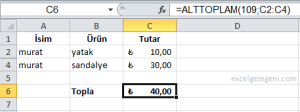 ALTTOPLAM - Excel Gezegeni ALTTOPLAM