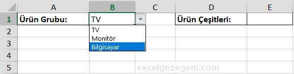 Bağımlı Açılır Listeler - Excel Gezegeni Bağımlı Açılır Listeler