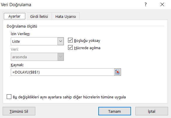 Bağımlı Açılır Listeler - Excel Gezegeni Bağımlı Açılır Listeler