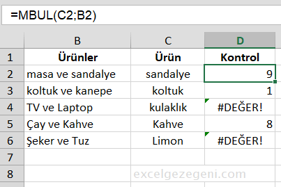 Belirli Bir Metin İçermesinin Kontrolü - Excel Gezegeni Belirli Bir Metin İçermesinin Kontrolü
