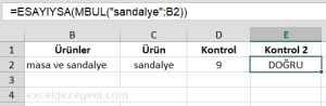 Belirli Bir Metin İçermesinin Kontrolü - Excel Gezegeni Belirli Bir Metin İçermesinin Kontrolü