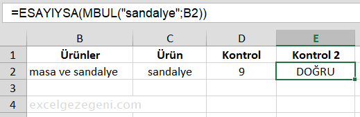 Belirli Bir Metin İçermesinin Kontrolü - Excel Gezegeni Belirli Bir Metin İçermesinin Kontrolü