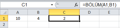 Bölme İşlemi - Excel Gezegeni Bölme İşlemi