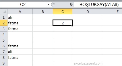 Boş veya Boş Olmayan Hücreleri Saymak - Excel Gezegeni Boş veya Boş Olmayan Hücreleri Saymak
