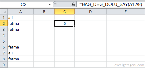 Boş veya Boş Olmayan Hücreleri Saymak - Excel Gezegeni Boş veya Boş Olmayan Hücreleri Saymak