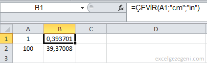 ÇEVİR fonksiyonu - Excel Gezegeni ÇEVİR fonksiyonu