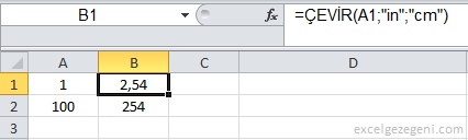 ÇEVİR fonksiyonu - Excel Gezegeni ÇEVİR fonksiyonu
