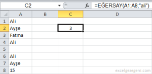 EĞERSAY - Excel Gezegeni EĞERSAY