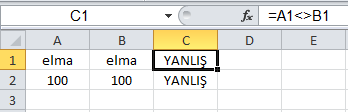 Eşit değil