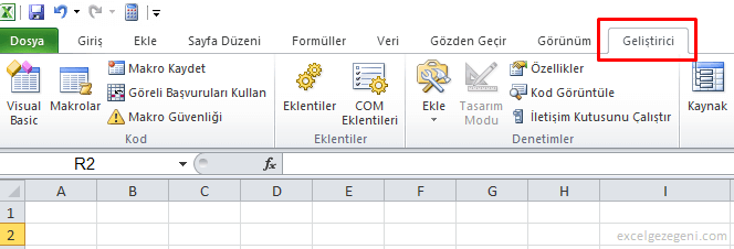 Geliştirici Sekmesi