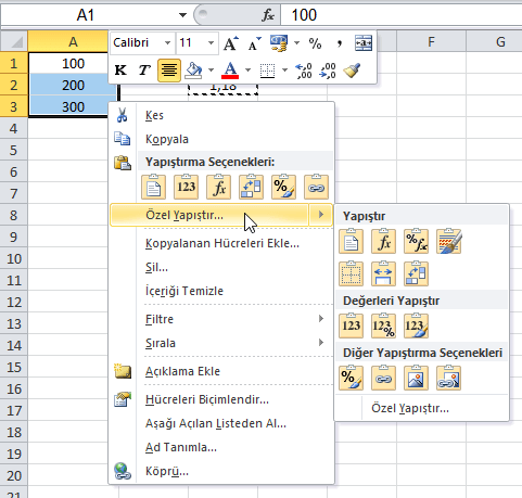 Hızlı İşlemler - Excel Gezegeni Hızlı İşlemler