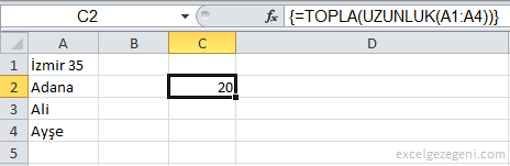 Karakterleri Saymak - Excel Gezegeni Karakterleri Saymak