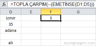 Metin İçeren Hücreleri Sayma - Excel Gezegeni Metin İçeren Hücreleri Sayma