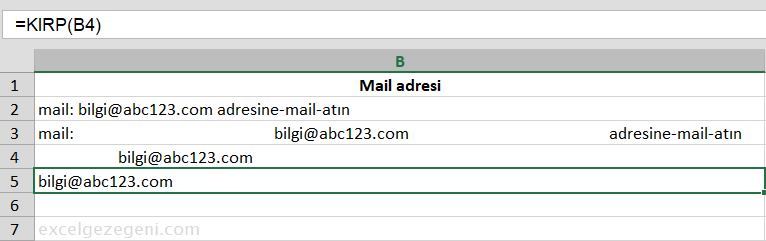 Metin İçinden Alt Metni Çıkarmak - Excel Gezegeni Metin İçinden Alt Metni Çıkarmak