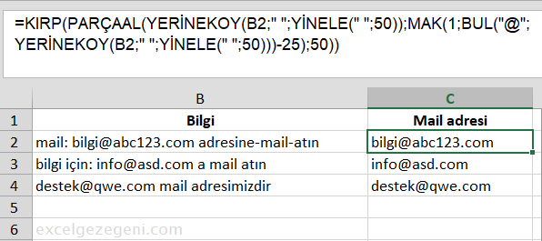 Metin İçinden Alt Metni Çıkarmak - Excel Gezegeni Metin İçinden Alt Metni Çıkarmak