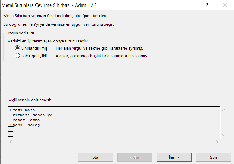 Metni Sütunlara Dönüştür - Excel Gezegeni Metni Sütunlara Dönüştür