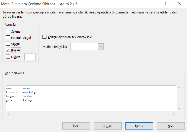 Metni Sütunlara Dönüştür - Excel Gezegeni Metni Sütunlara Dönüştür