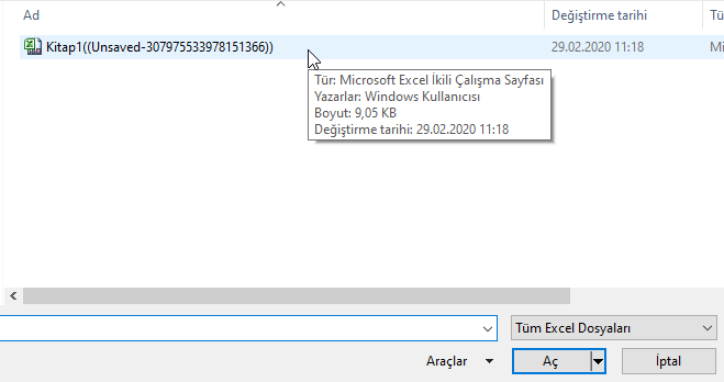 Otomatik Kurtarma - Excel Gezegeni Otomatik Kurtarma