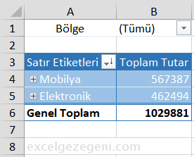 Pivot Tabloda Gruplandırma
