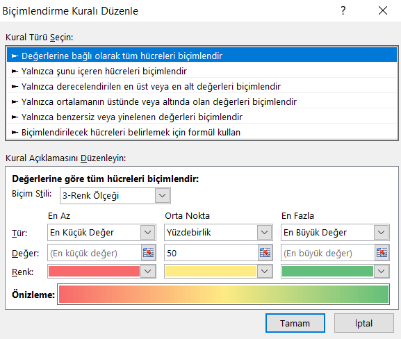 Renk Ölçekleri - Excel Gezegeni Renk Ölçekleri
