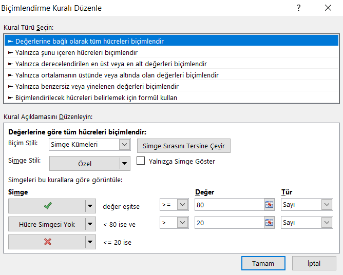 Simge Kümeleri - Excel Gezegeni Simge Kümeleri