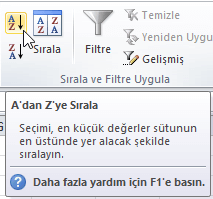 Sıralama - Excel Gezegeni Sıralama