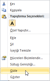 Sütunları veya Satırları Gizlemek - Excel Gezegeni Sütunları veya Satırları Gizlemek