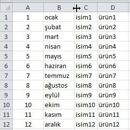 Sütunları veya Satırları Gizlemek - Excel Gezegeni Sütunları veya Satırları Gizlemek