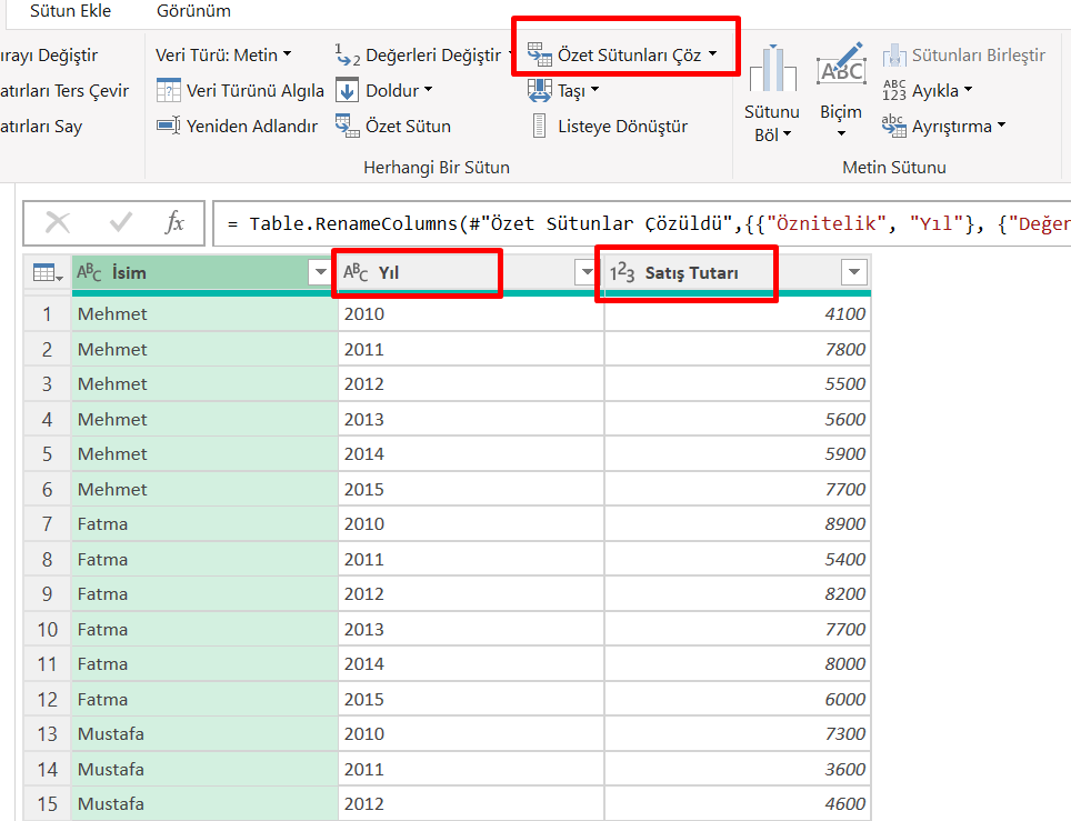 Özet Sütunları Çöz - Excel Gezegeni Özet Sütunları Çöz