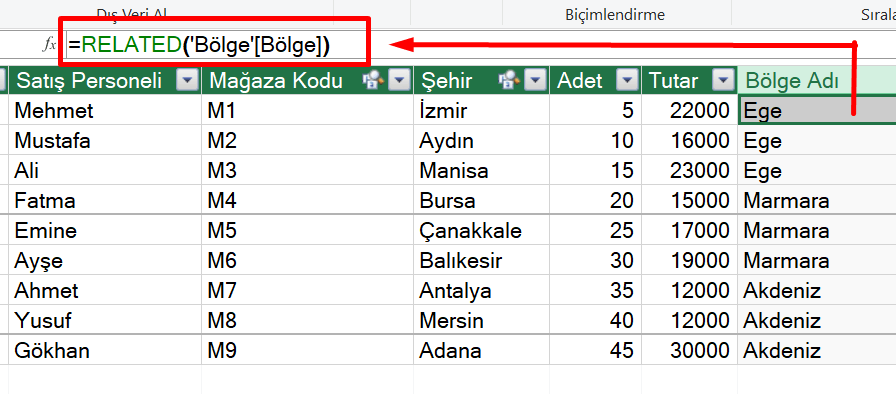 Related Fonksiyonu - Excel Gezegeni Related Fonksiyonu